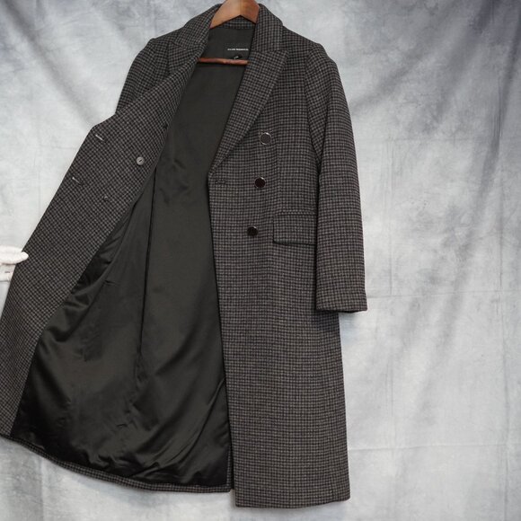 Club Monaco Jemma Plaid Wool Blend Coat XS Charcoal - Picture 4 of 14